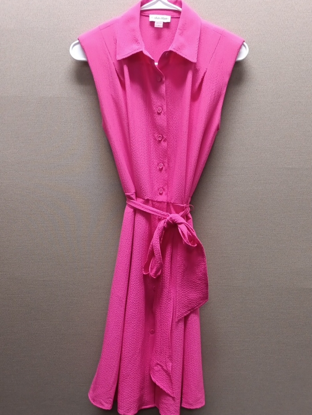 Calvin Klein Hot Pink Sleeveless Shirt Midi Dress